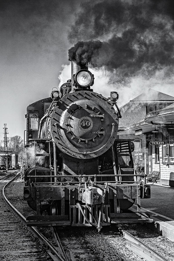 Train Photograph - All Aboard BW by Susan Candelario