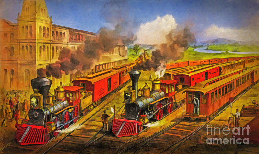 All Aboard the Lightning Express 1874 Digital Art by Lianne Schneider