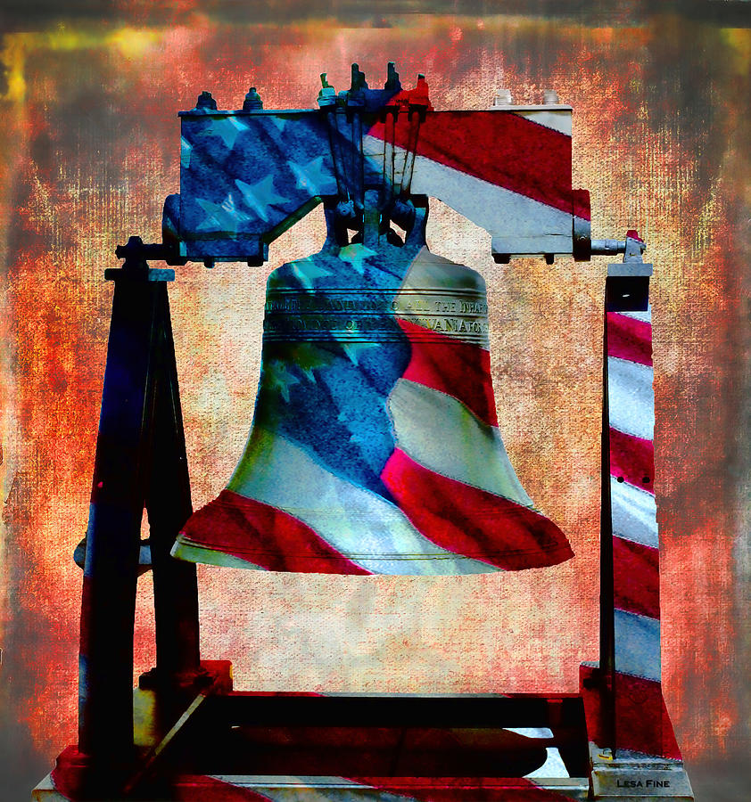 Flag Mixed Media - Liberty Bell Art Smooth All American Series by Lesa Fine