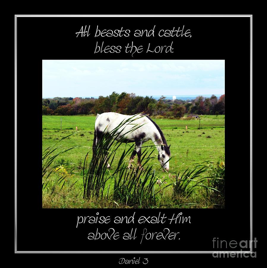 All beasts and cattle bless the Lord praise and exalt him above all forever Horse Oil Paint Effect Photograph by Rose Santuci-Sofranko
