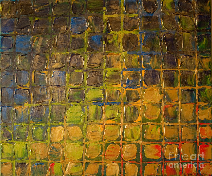 Lime Painting - All Boxed In by Paulette B Wright