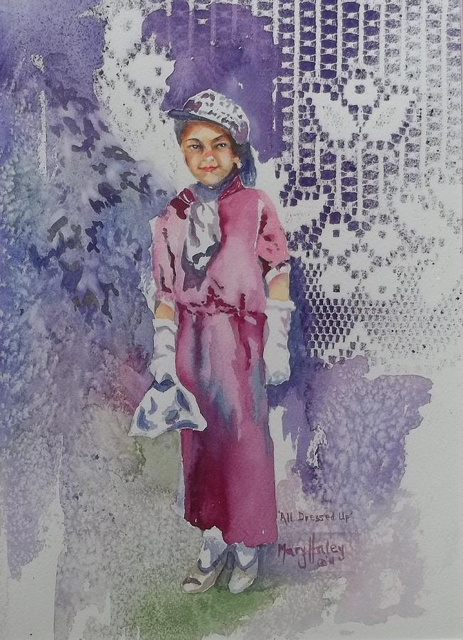 Little Girl Painting - All Dressed Up by Mary Haley-Rocks