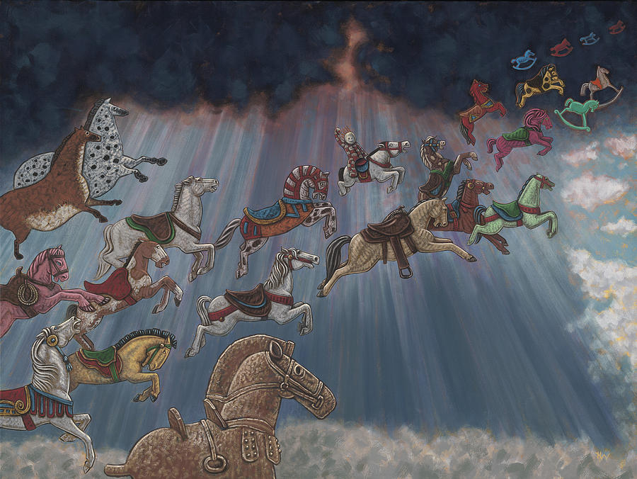 Surrealism Painting - All Good Horses go to Heaven by Holly Wood