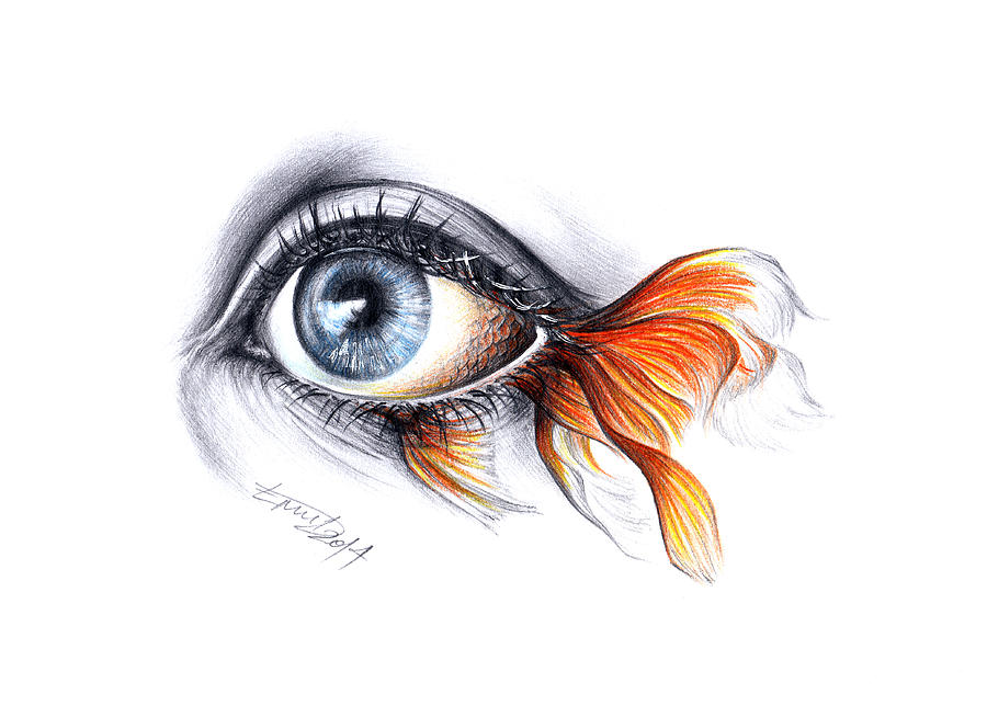 Fish Drawing - All I See is a Sea by E Drawings