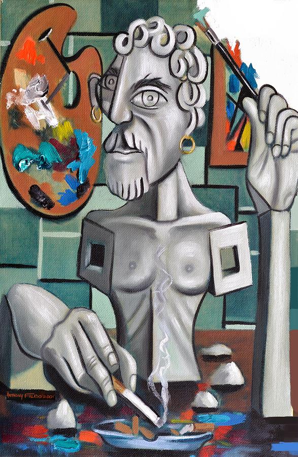 Statue Painting - All In A Days Work Self Portrait by Anthony Falbo