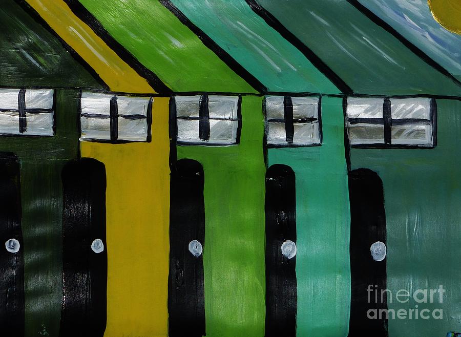 Abstract Painting - All In A Row by Marie Bulger