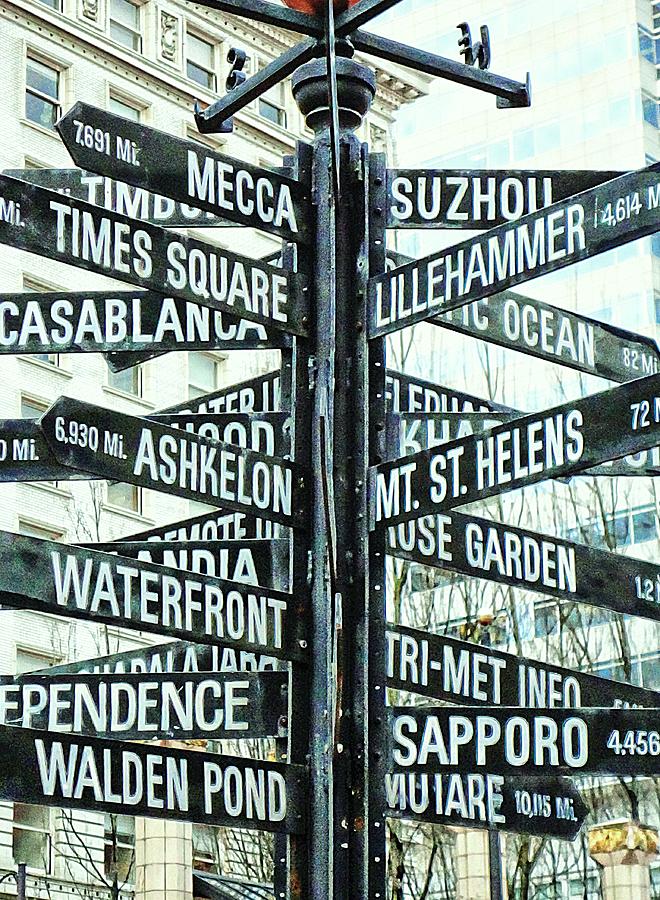 Sign Photograph - All the Places to go by Cathie Tyler