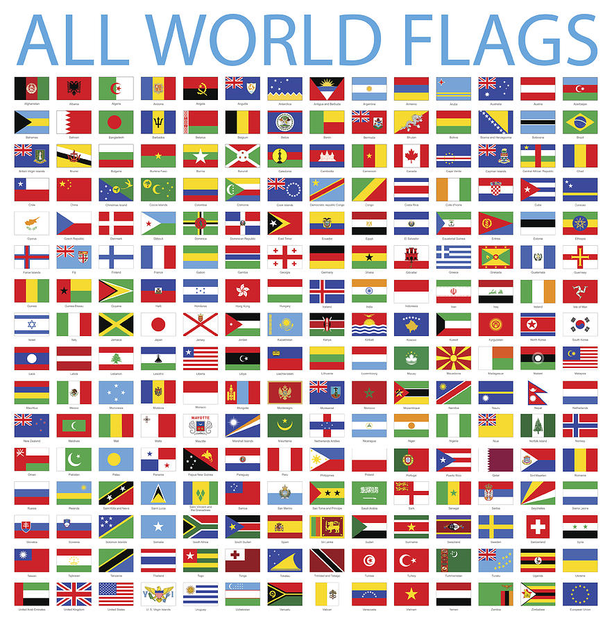 All World Flags - Vector Icon Set Drawing by Pop_jop