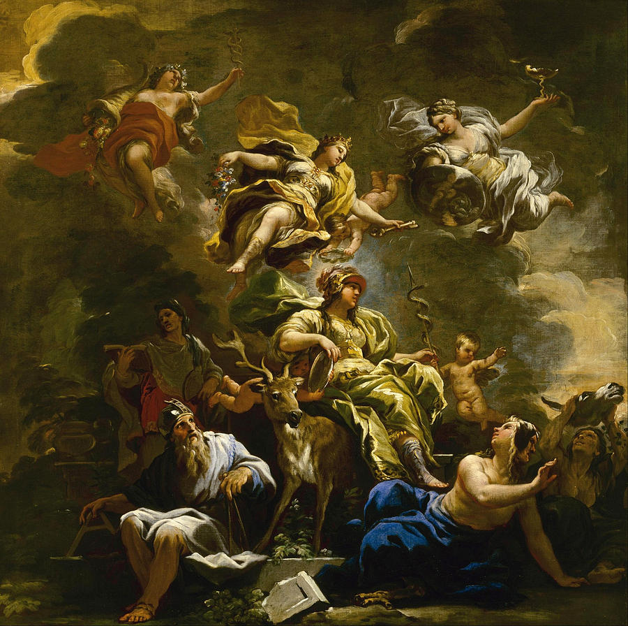 Luca Giordano Painting - Allegory of Prudence by Luca Giordano