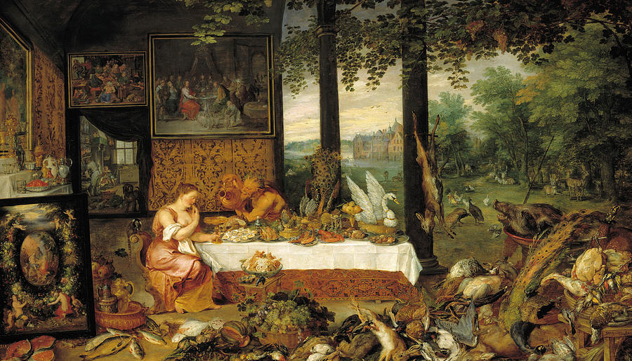 Allegory of Taste. Sense of Taste or Taste Painting by Jan Brueghel the Elder and Peter Paul Rubens