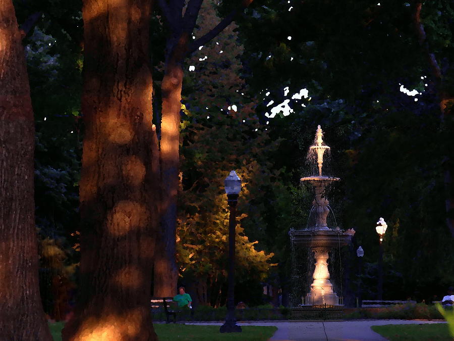 Fountain Photograph - Allentown PA Dusk at West Park by Jacqueline M Lewis