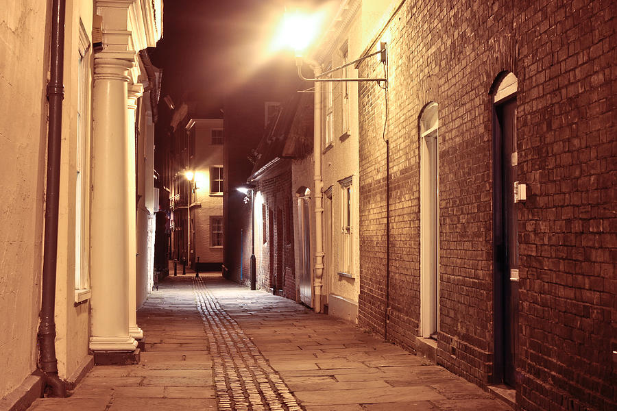 Alley Photograph - Alley At Night by Tom Gowanlock Alley Photograph - Alley At Night by Tom Gowanlock