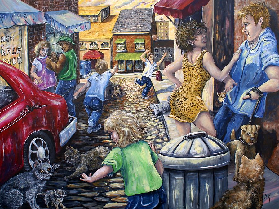 Cat Painting - Alley Catz by Gail Butler