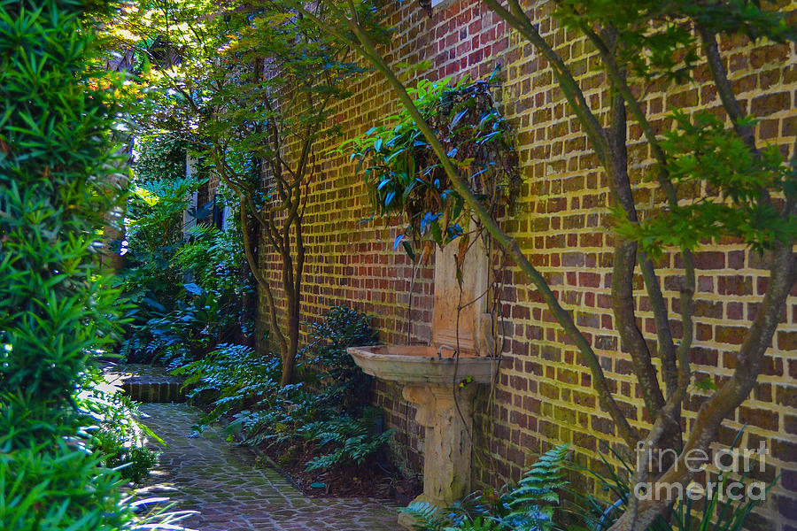 Alley Garden Fountain Photograph by Amy Lucid