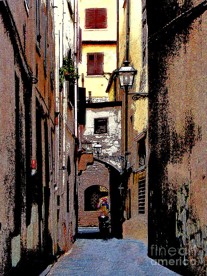 Alley in Florence 2 Digitized Digital Art by Jennie Breeze