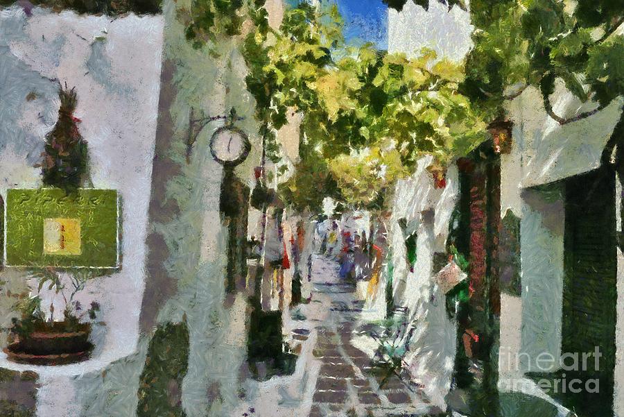 Alley in Ios town #1 Painting by George Atsametakis