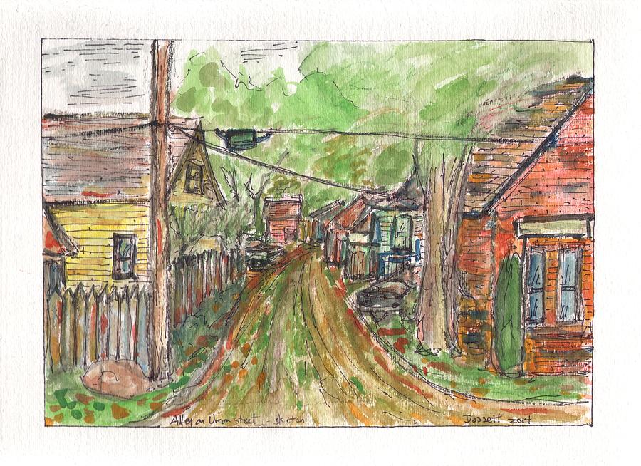 Alley on Union Street - sketch Painting by David Dossett