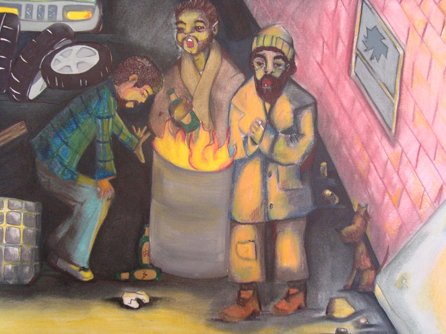 Homeless Drawing - Alley Tenors by Heather Hilliard Bonds