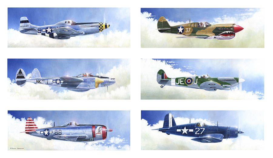 Allied Fighters of WW2 Painting by Douglas Castleman