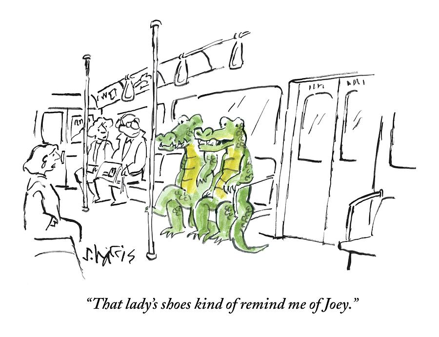 Alligators Riding The Subway Drawing by Sidney Harris