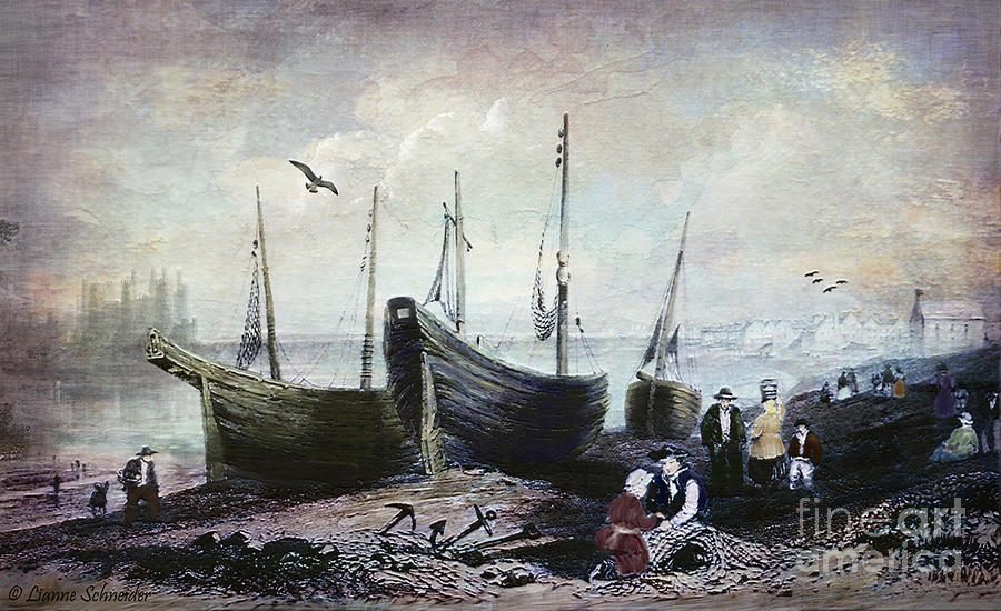 Allonby - Fishing Village 1840s Digital Art by Lianne Schneider