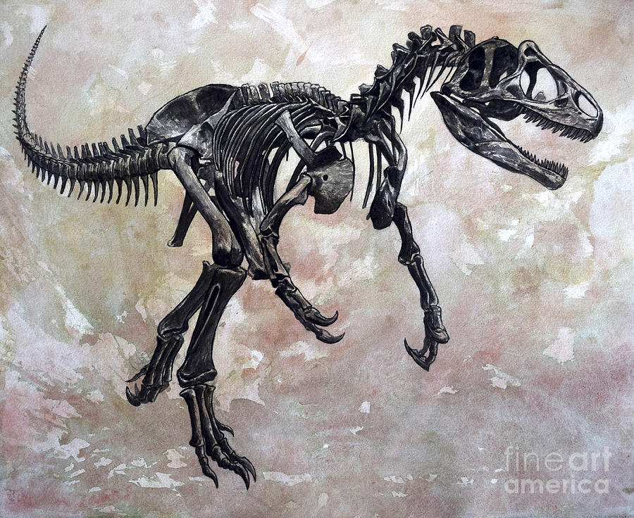 Dinosaur Digital Art - Allosaurus Dinosaur Skeleton by Harm Plat