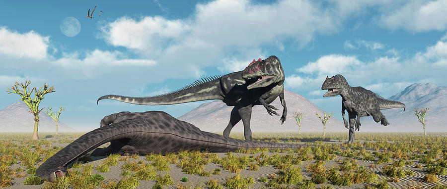 Allosaurus Dinosaurs Approaching Photograph By Mark Stevenson Fine Art America