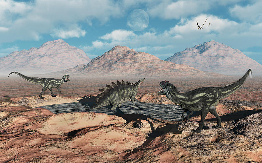 Allosaurus Dinosaurs Stalk Photograph By Mark Stevenson Fine Art America