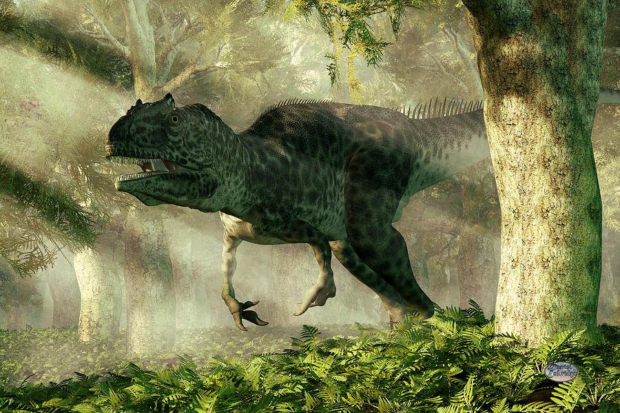 Jurassic Park Digital Art - Allosaurus in a Forest by Daniel Eskridge