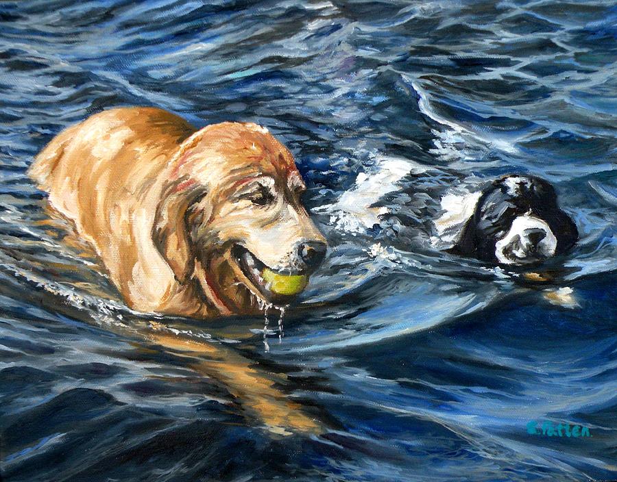 Dog Painting - Ally and Smitty by Eileen Patten Oliver
