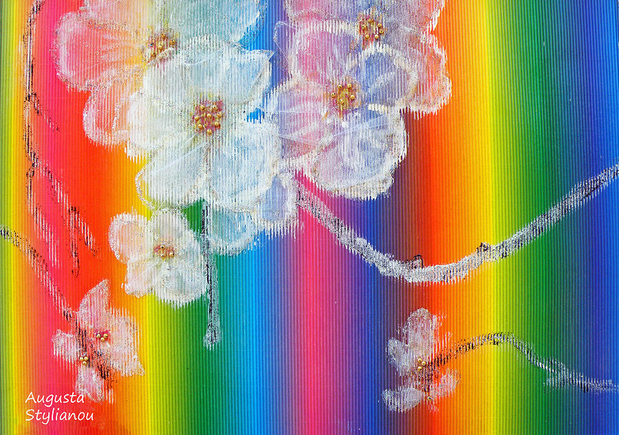 Almond Flowers on Spectrum Painting by Augusta Stylianou