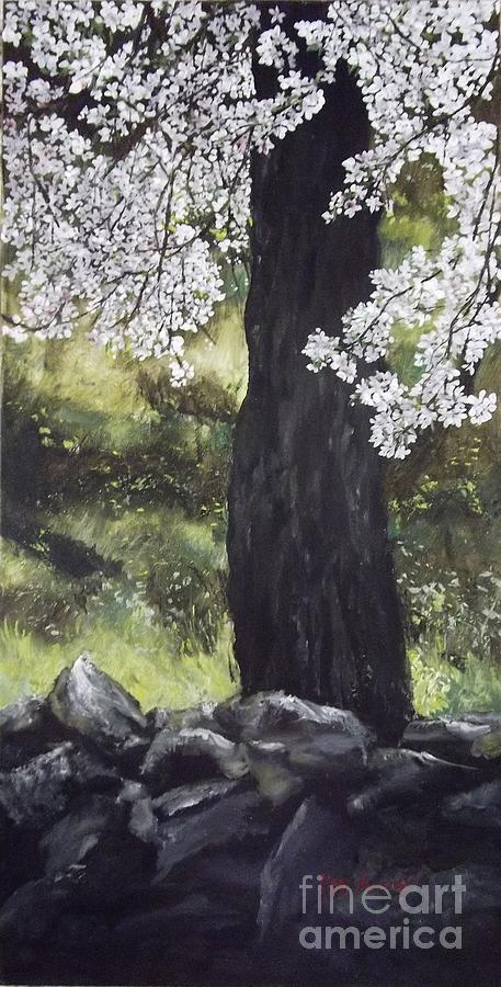 Almond Tree in Spring Painting by Lizzy Forrester