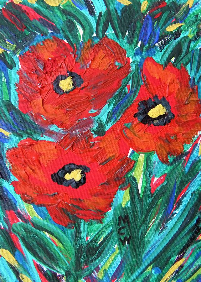 Poppy Painting - Almost Hidden by Mary Carol Williams