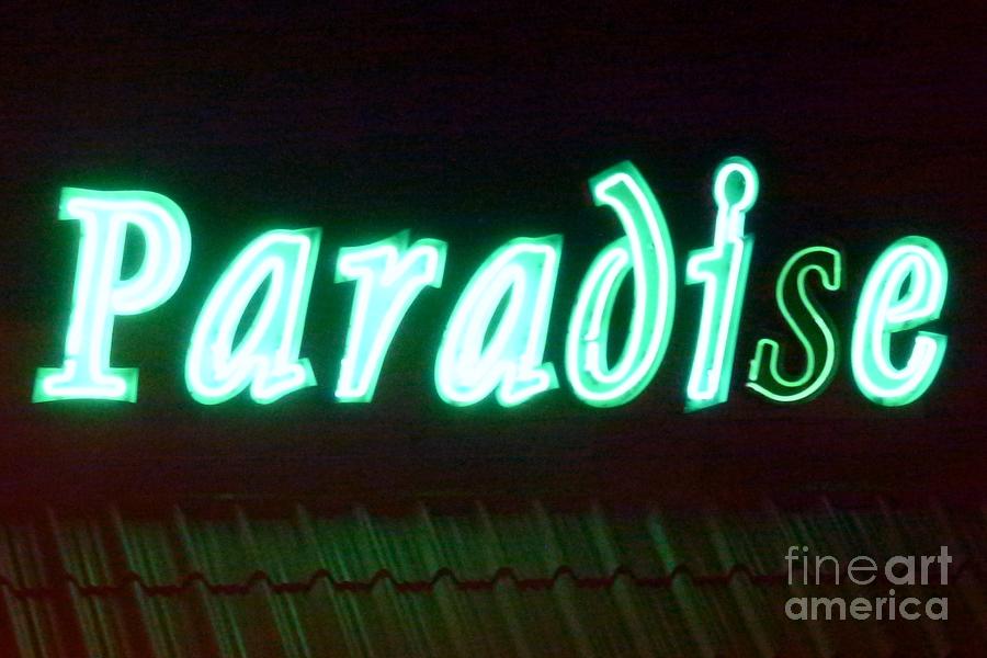 Paradise Photograph - Almost Paradise Neon sign by Barbie Corbett-Newmin