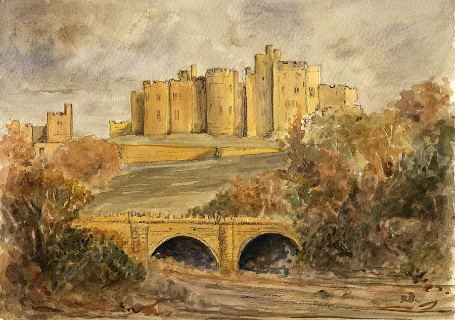 Castle Painting - Alnwick Castle by Juan  Bosco