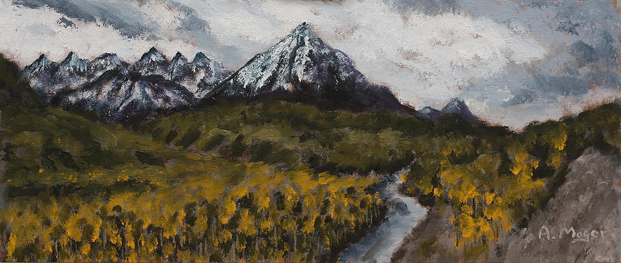 Fall Painting - Along the Alaska Range by Alan Mager