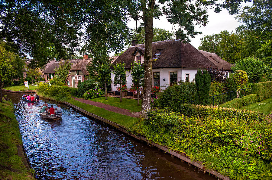 Architecture Photograph - Along the Canal. Giethoorn. Netherland by Jenny Rainbow