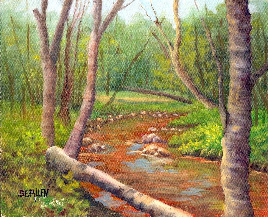 Along the Ellis River in Jackson Painting by Sharon E Allen