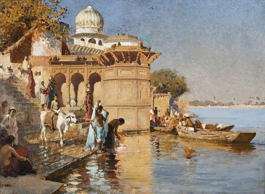 Edwin Lord Weeks Painting - Along the Ghats Mathura by Edwin Lord Weeks