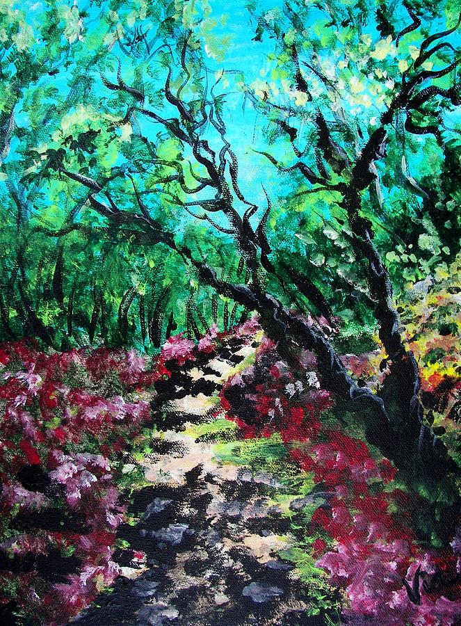 Spring Painting - Along the Path by Judy Via-Wolff