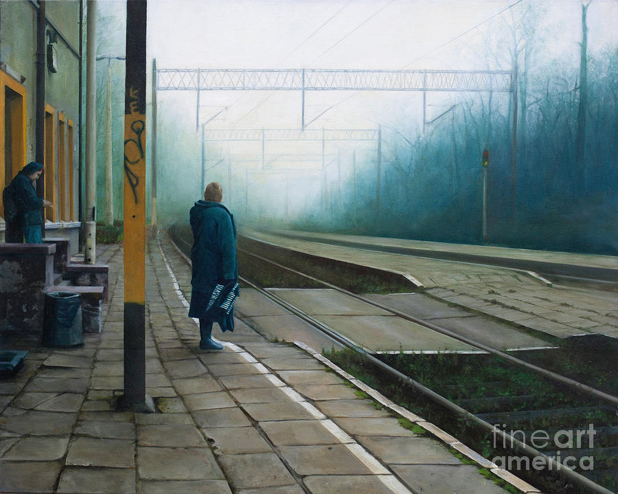 Train Painting - Along the Railway. Platform 1 by Sandra Szyra
