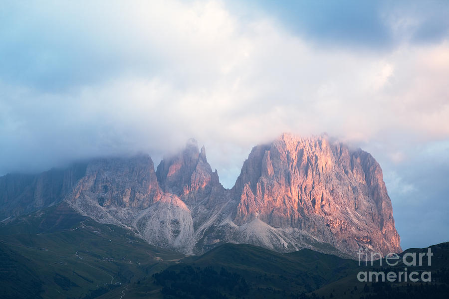 Nature Photograph - Alpenglow on the Dolomites by Matteo Colombo