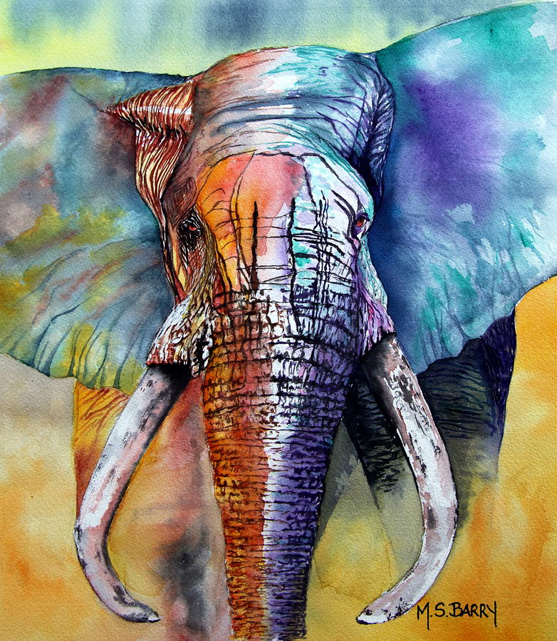 Elephant Painting - Alpha by Maria Barry