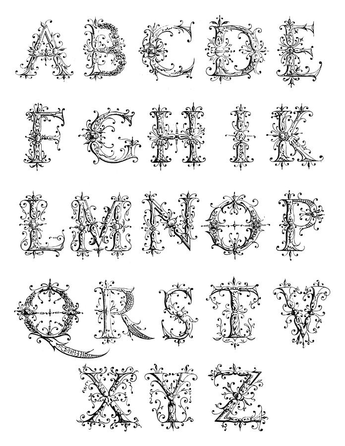 Alphabet, 16th Century Painting by Granger - Fine Art America