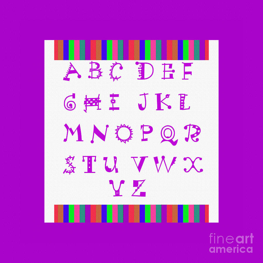 Fabric Digital Art - Alphabet Purple by Barbara A Griffin