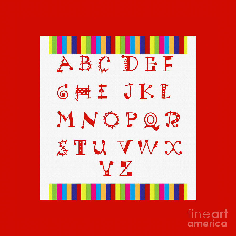 Fabric Digital Art - Alphabet Red by Barbara A Griffin