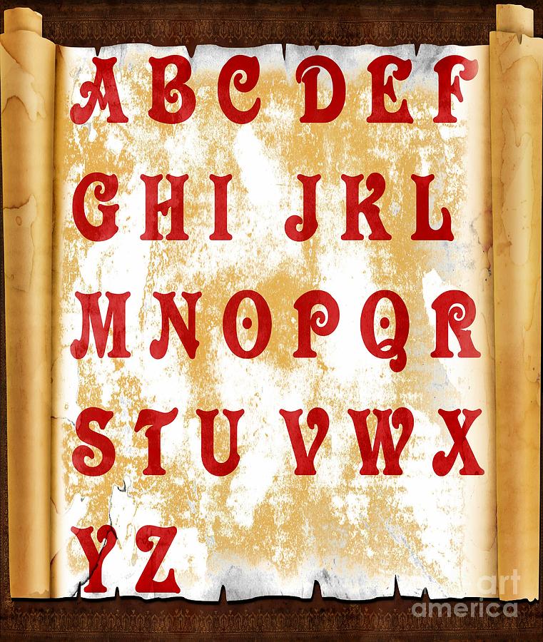 Alphabet Digital Art - Alphabet with Scroll 2 by Barbara A Griffin