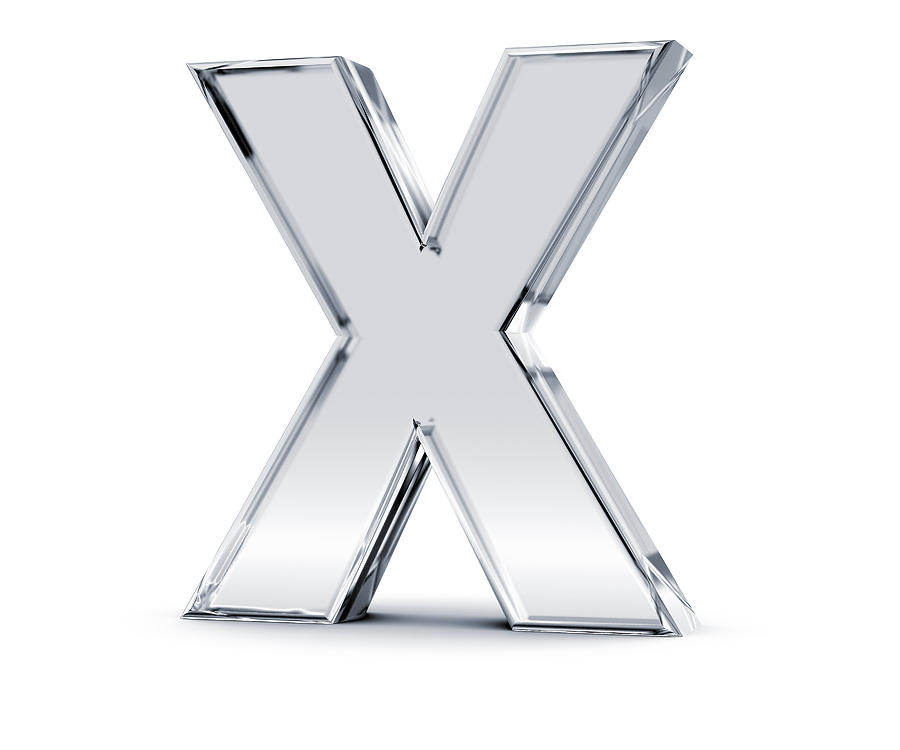 Alphabet X in silver plague against white background Photograph by Hometowncd