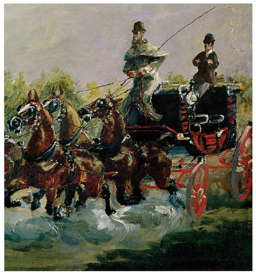 Alphonse de Toulouse-Lautrec Driving His Four-in-hand Painting by Henri ...