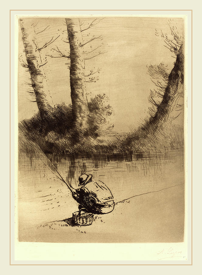 Alphonse Legros Drawing - Alphonse Legros, Angler Le Pecheur A La Ligne by Litz Collection